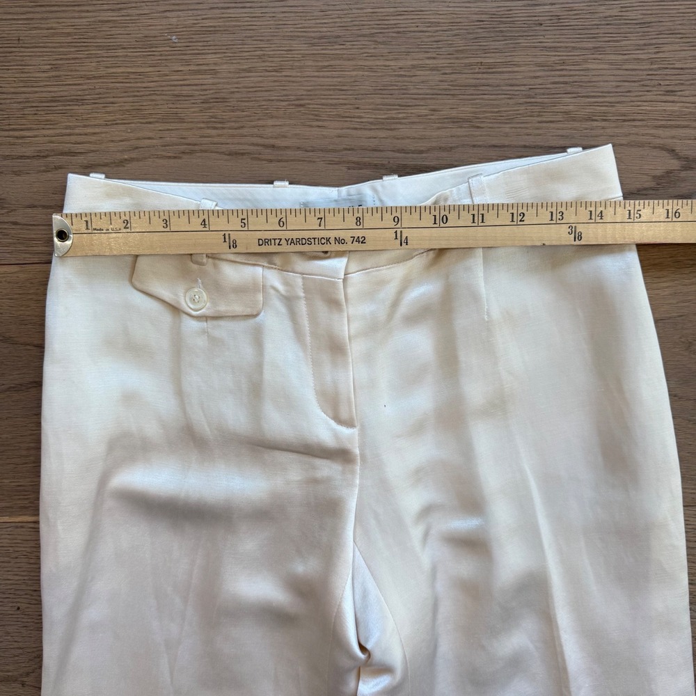 Celine Cream Linen Silk Wide Leg Trousers Pants Made in France Size 38 - Picture 5 of 10